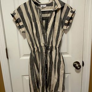 Gray and White Striped Romper